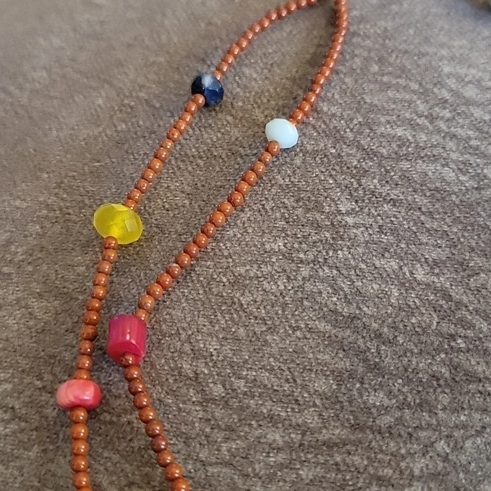 Handmade Rainbow Gemstone Beaded Two Strand Necklace
